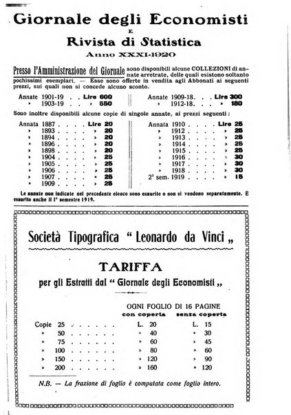 Giornale degli economisti e rivista di statistica