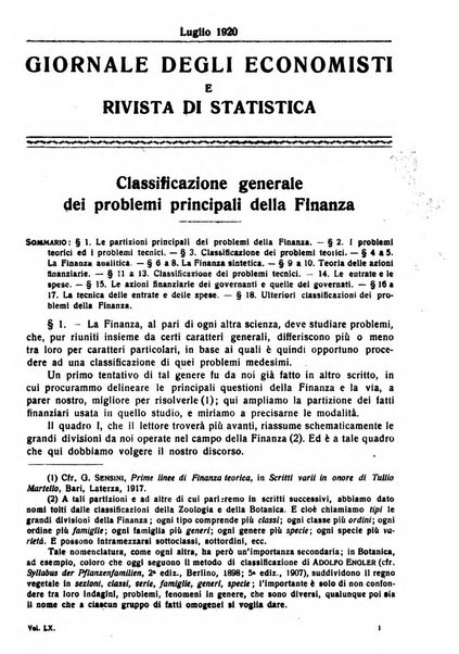 Giornale degli economisti e rivista di statistica