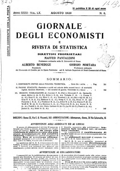 Giornale degli economisti e rivista di statistica