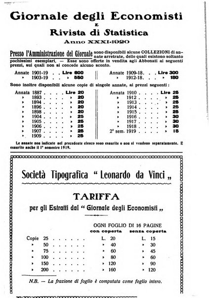 Giornale degli economisti e rivista di statistica