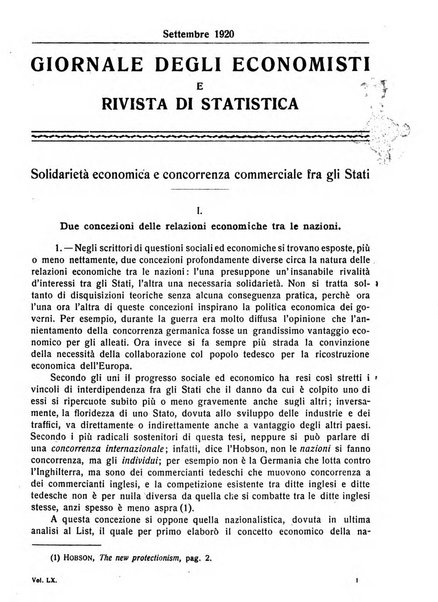 Giornale degli economisti e rivista di statistica