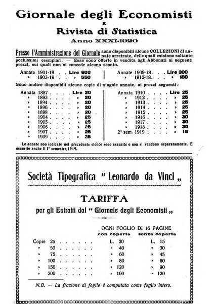 Giornale degli economisti e rivista di statistica