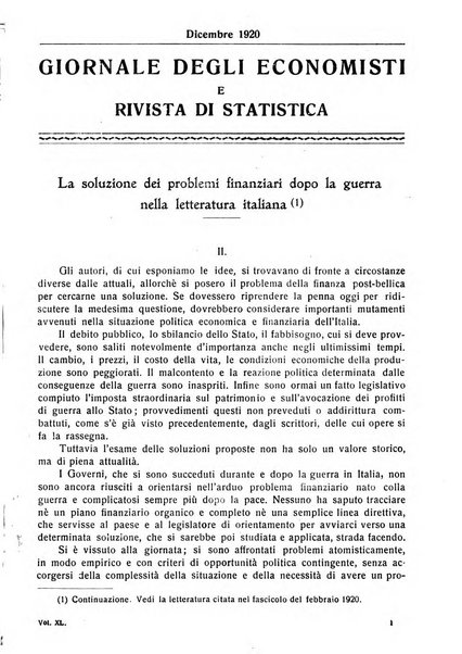 Giornale degli economisti e rivista di statistica