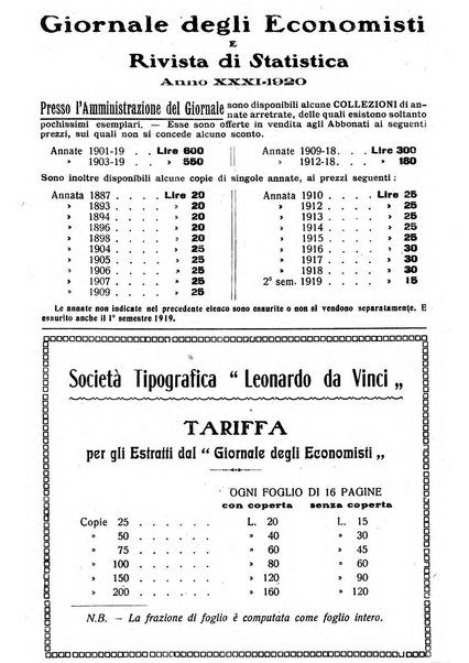 Giornale degli economisti e rivista di statistica