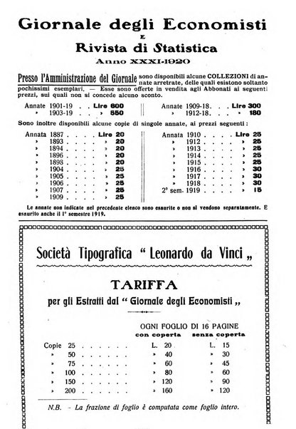 Giornale degli economisti e rivista di statistica