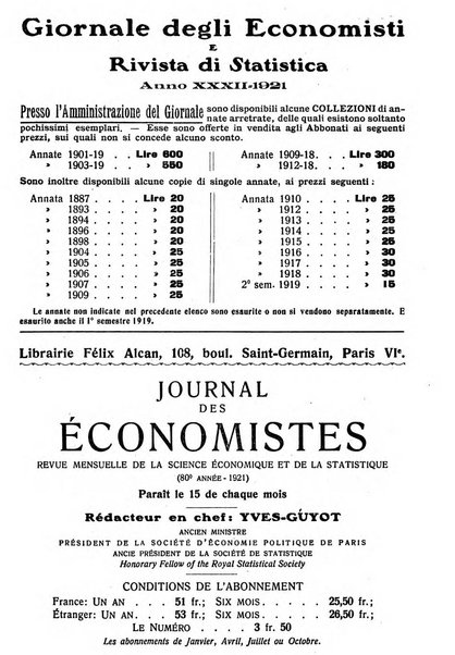 Giornale degli economisti e rivista di statistica