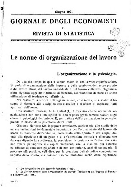 Giornale degli economisti e rivista di statistica