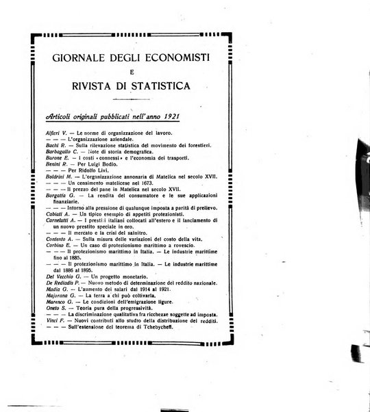 Giornale degli economisti e rivista di statistica