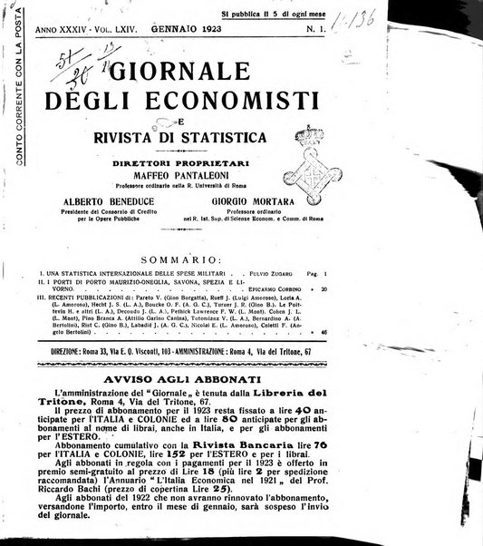 Giornale degli economisti e rivista di statistica