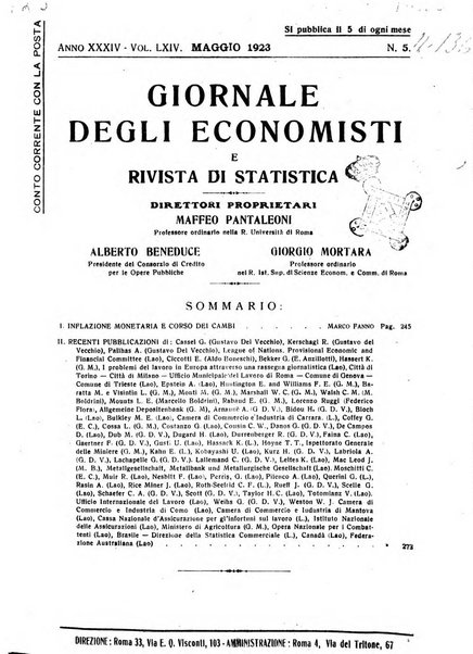 Giornale degli economisti e rivista di statistica