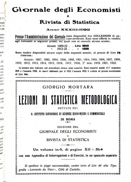 Giornale degli economisti e rivista di statistica