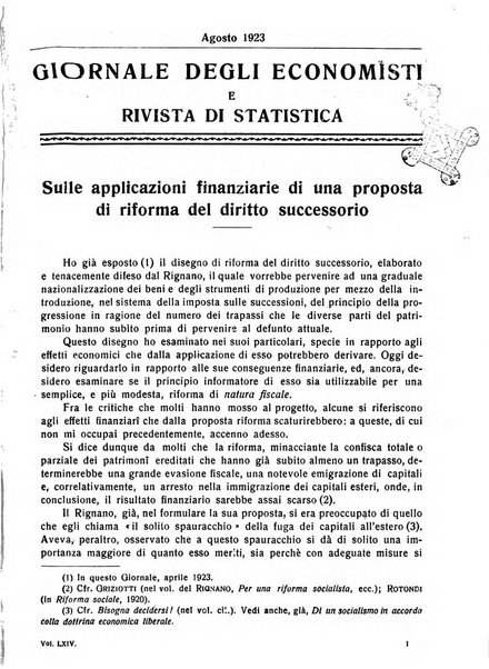 Giornale degli economisti e rivista di statistica