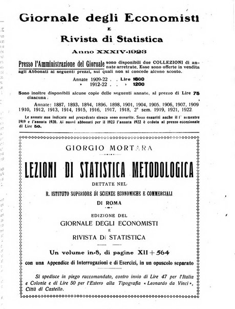 Giornale degli economisti e rivista di statistica