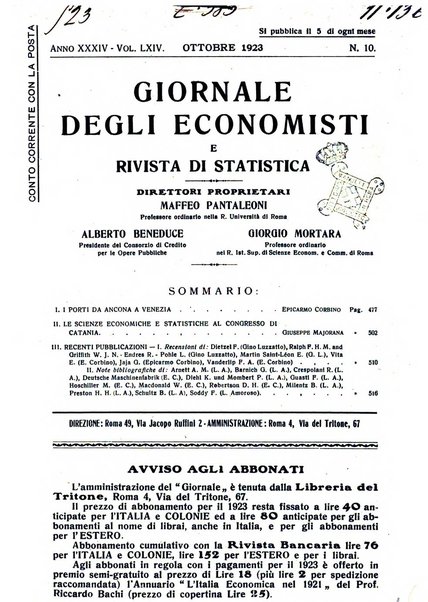 Giornale degli economisti e rivista di statistica