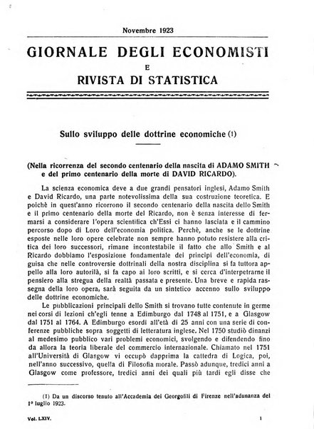 Giornale degli economisti e rivista di statistica