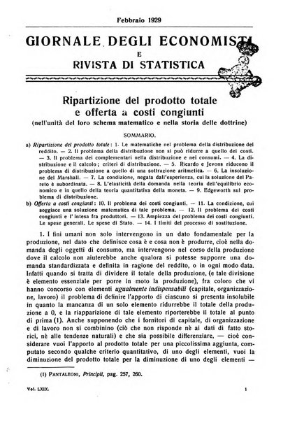 Giornale degli economisti e rivista di statistica