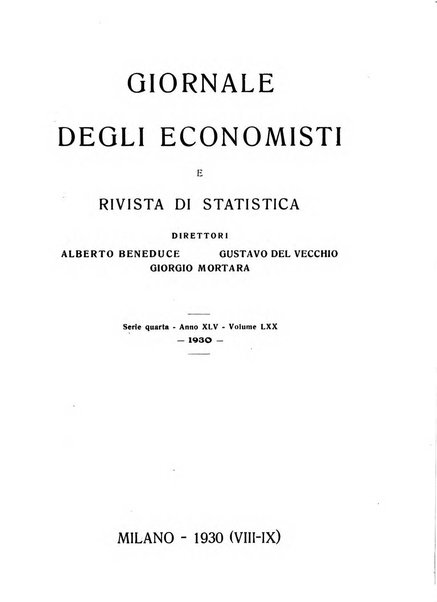 Giornale degli economisti e rivista di statistica