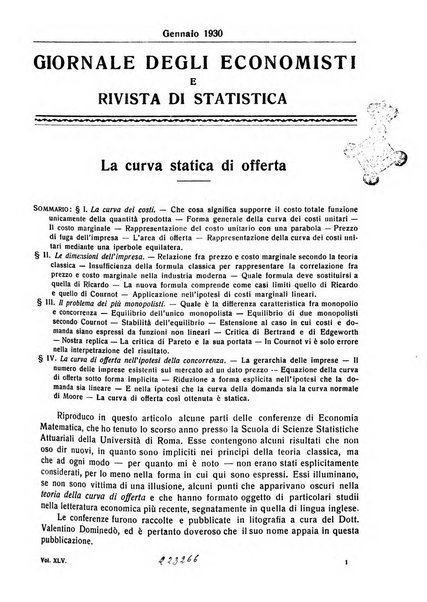 Giornale degli economisti e rivista di statistica