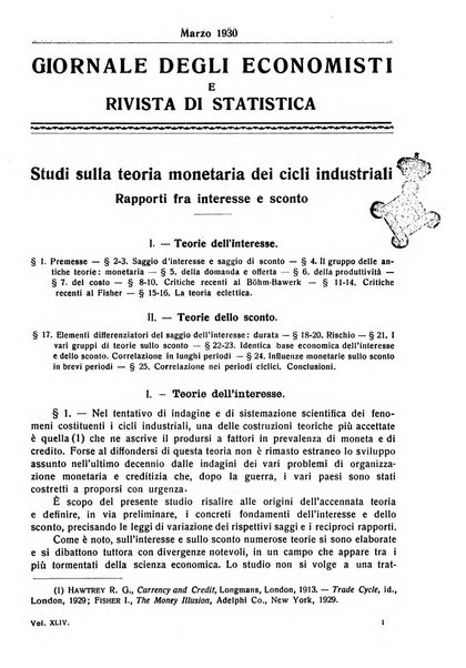 Giornale degli economisti e rivista di statistica