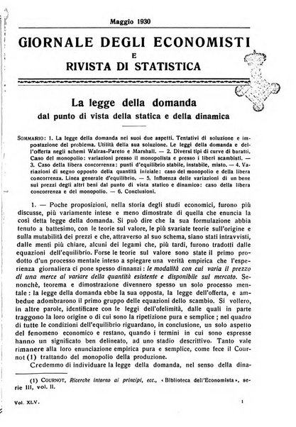 Giornale degli economisti e rivista di statistica