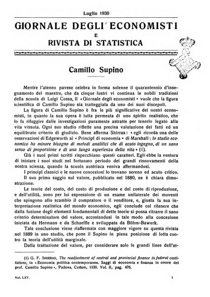 Giornale degli economisti e rivista di statistica