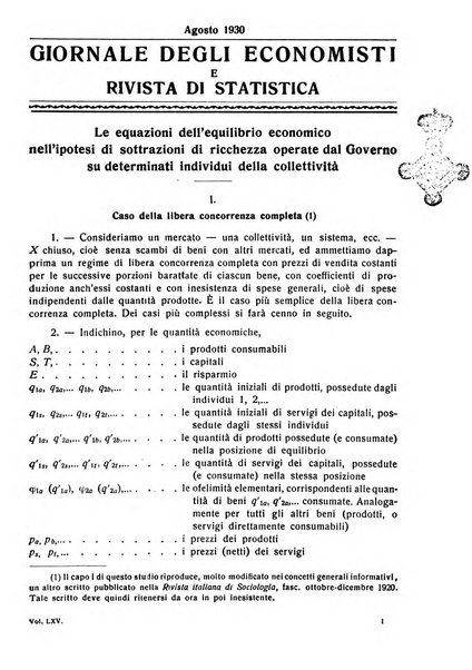 Giornale degli economisti e rivista di statistica