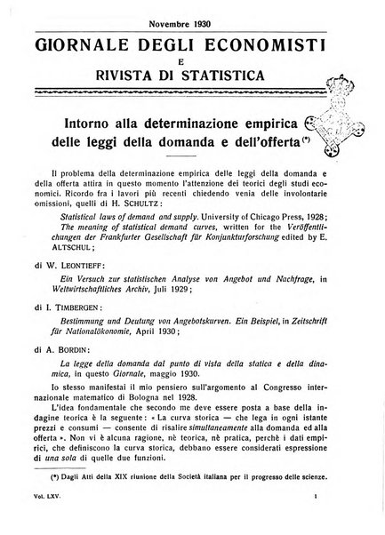 Giornale degli economisti e rivista di statistica