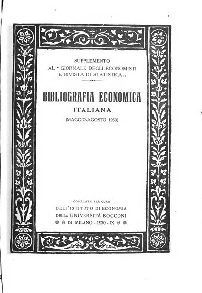 Giornale degli economisti e rivista di statistica