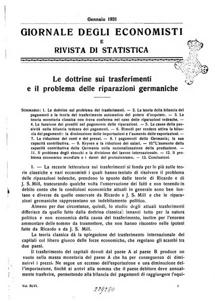 Giornale degli economisti e rivista di statistica