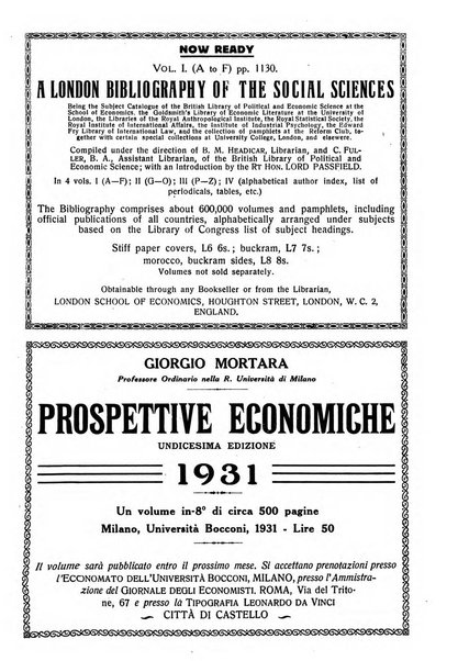 Giornale degli economisti e rivista di statistica