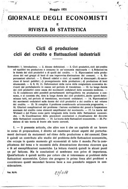 Giornale degli economisti e rivista di statistica