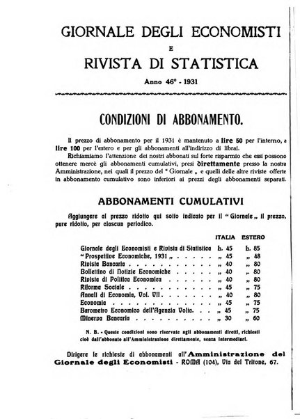 Giornale degli economisti e rivista di statistica