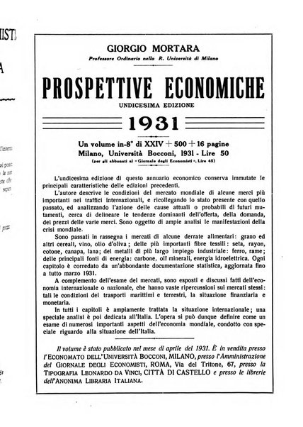 Giornale degli economisti e rivista di statistica