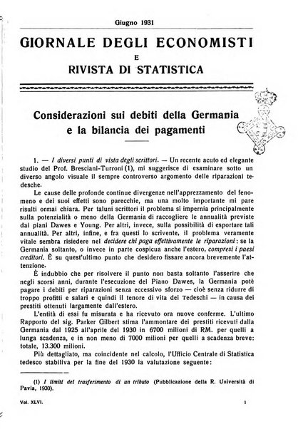 Giornale degli economisti e rivista di statistica