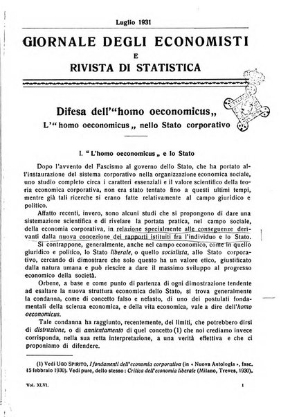 Giornale degli economisti e rivista di statistica