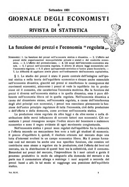 Giornale degli economisti e rivista di statistica