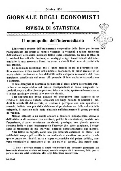 Giornale degli economisti e rivista di statistica