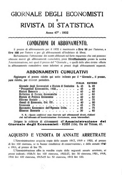 Giornale degli economisti e rivista di statistica