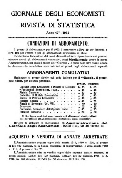 Giornale degli economisti e rivista di statistica