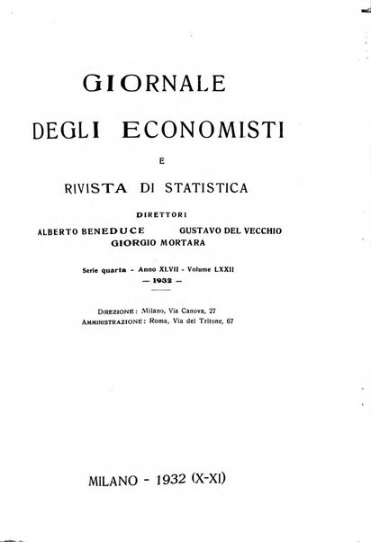 Giornale degli economisti e rivista di statistica