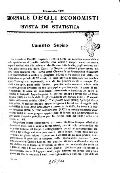 Giornale degli economisti e rivista di statistica