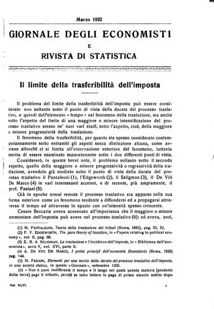 Giornale degli economisti e rivista di statistica