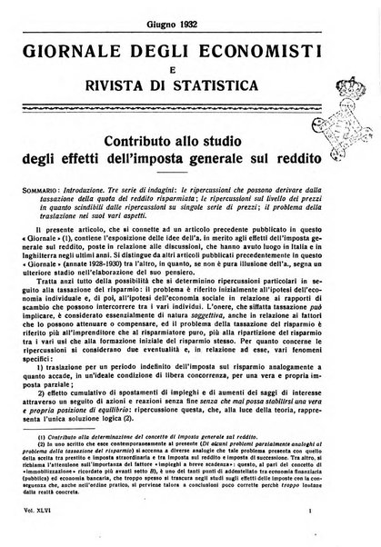 Giornale degli economisti e rivista di statistica