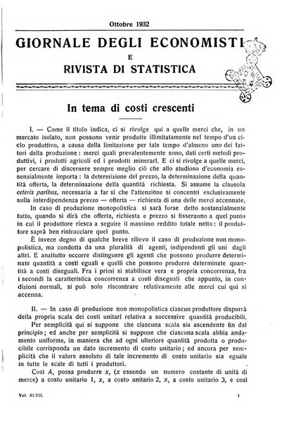 Giornale degli economisti e rivista di statistica