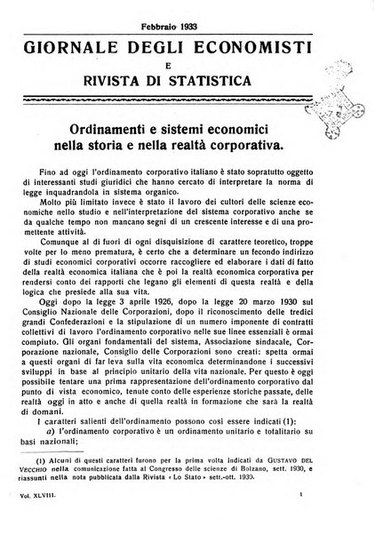 Giornale degli economisti e rivista di statistica