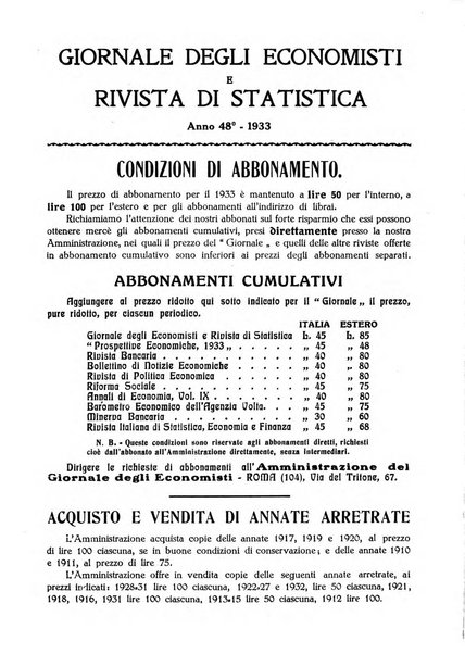 Giornale degli economisti e rivista di statistica