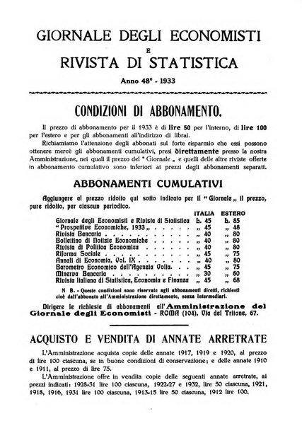 Giornale degli economisti e rivista di statistica