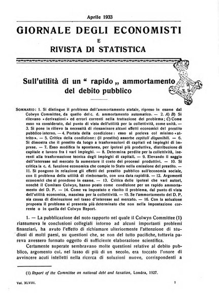 Giornale degli economisti e rivista di statistica