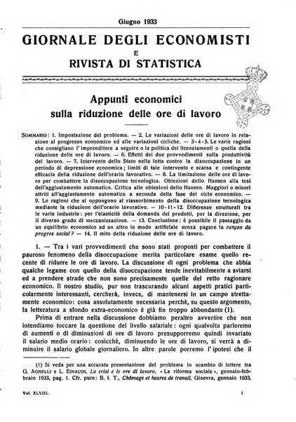 Giornale degli economisti e rivista di statistica