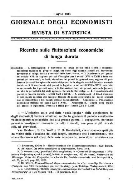 Giornale degli economisti e rivista di statistica